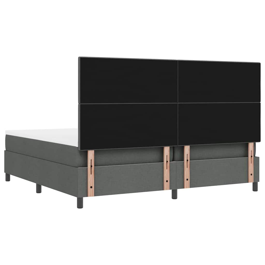 Box spring seng med hovedgærde Mørkegrå 200 x 200 cm Stof