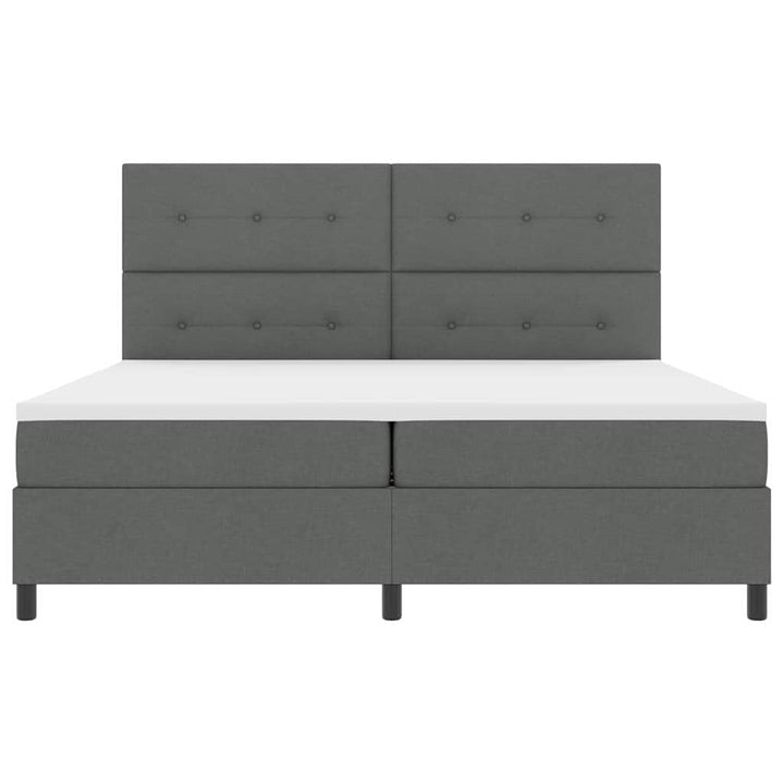 Box spring seng med hovedgærde Mørkegrå 200 x 200 cm Stof