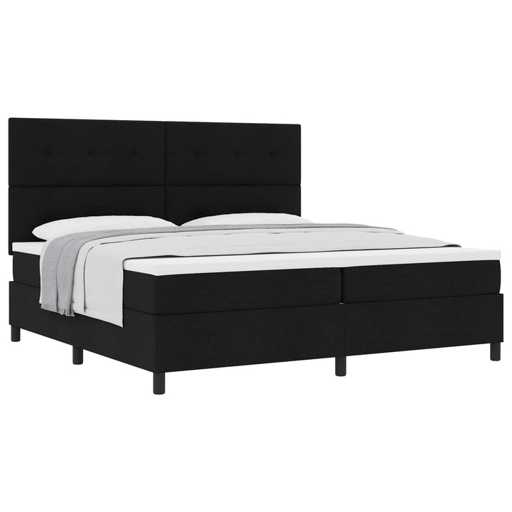 Box spring seng med hovedgærde Sort 200 x 200 cm Stof