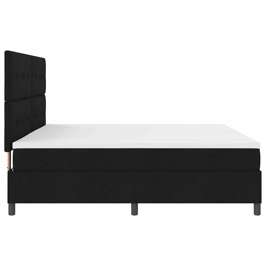 Box spring seng med hovedgærde Sort 200 x 200 cm Stof