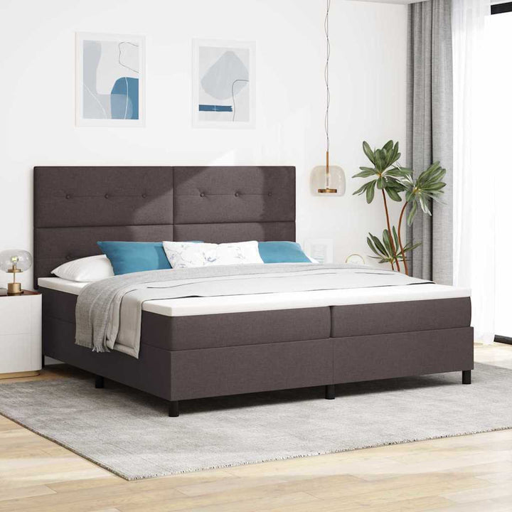 Box spring seng med hovedgærde Mørk Brun 200 x 200 cm Stof