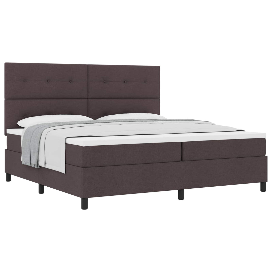 Box spring seng med hovedgærde Mørk Brun 200 x 200 cm Stof