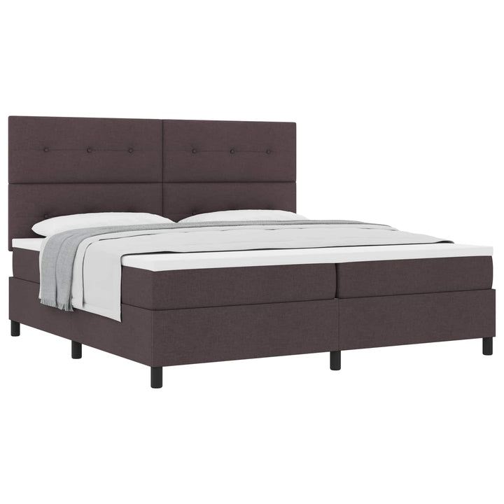 Box spring seng med hovedgærde Mørk Brun 200 x 200 cm Stof