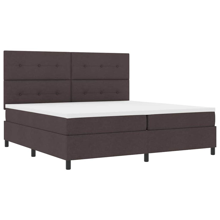 Box spring seng med hovedgærde Mørk Brun 200 x 200 cm Stof