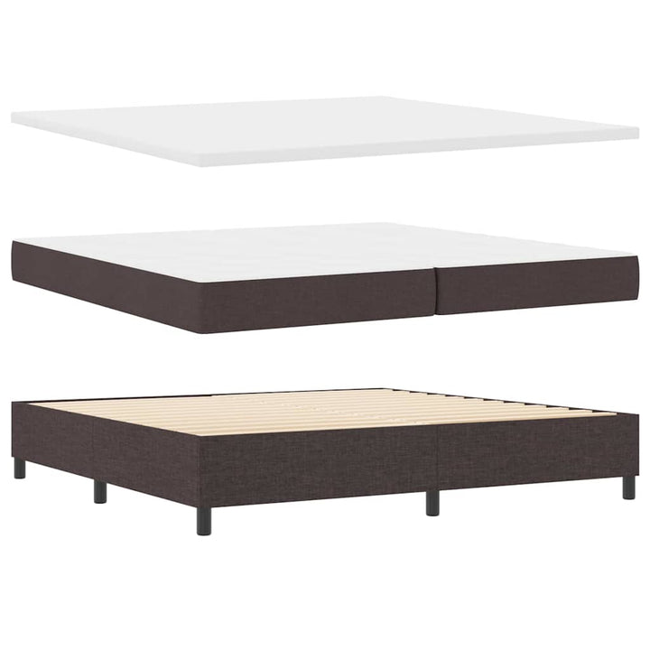 Box spring seng med hovedgærde Mørk Brun 200 x 200 cm Stof