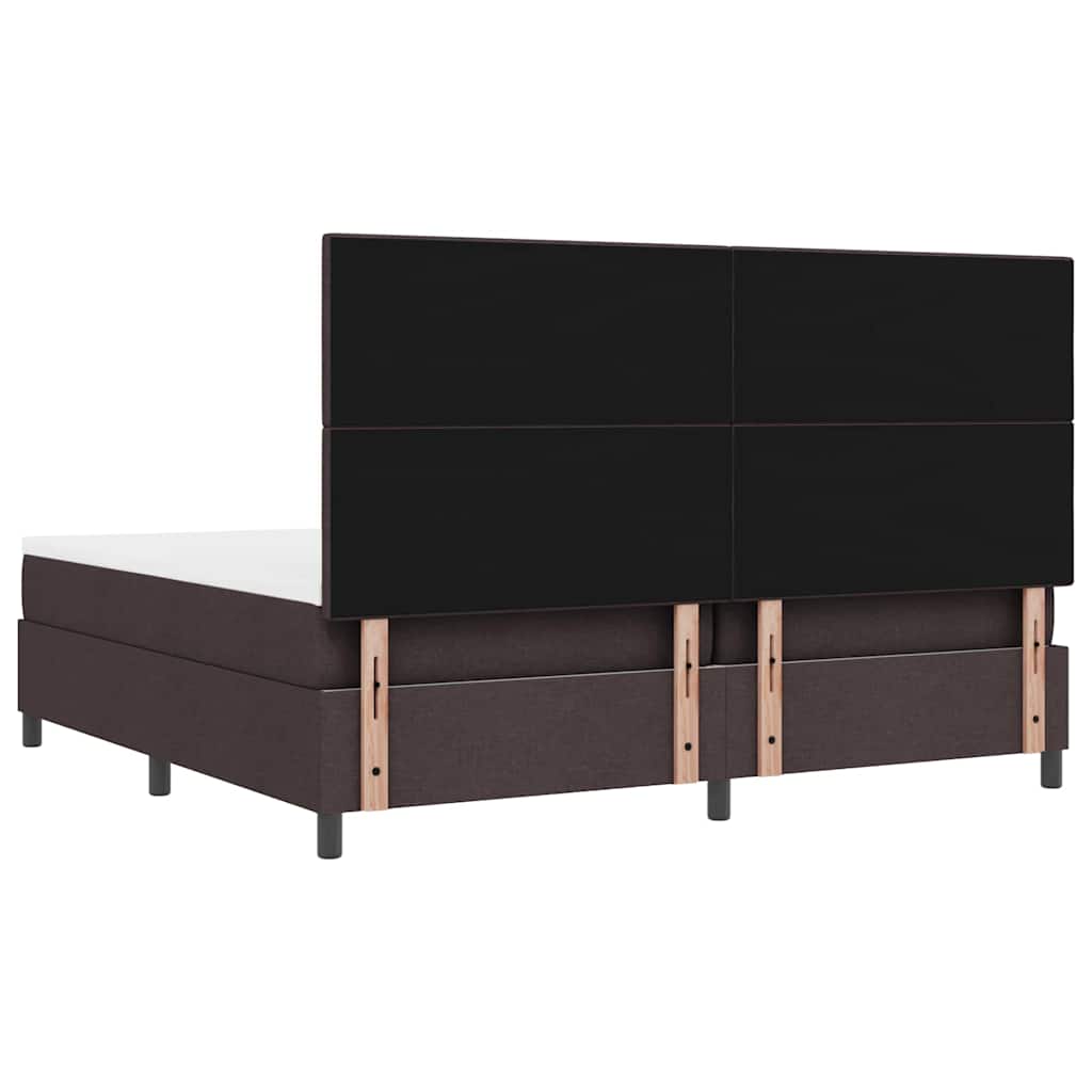 Box spring seng med hovedgærde Mørk Brun 200 x 200 cm Stof