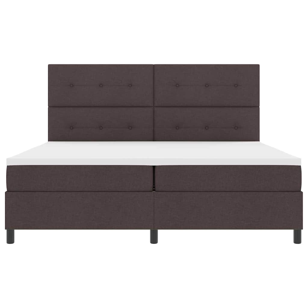Box spring seng med hovedgærde Mørk Brun 200 x 200 cm Stof