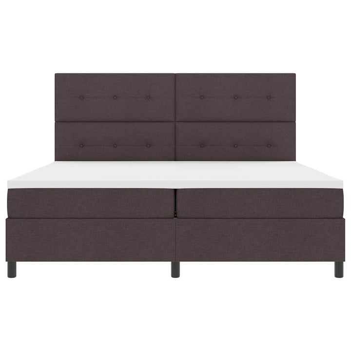 Box spring seng med hovedgærde Mørk Brun 200 x 200 cm Stof