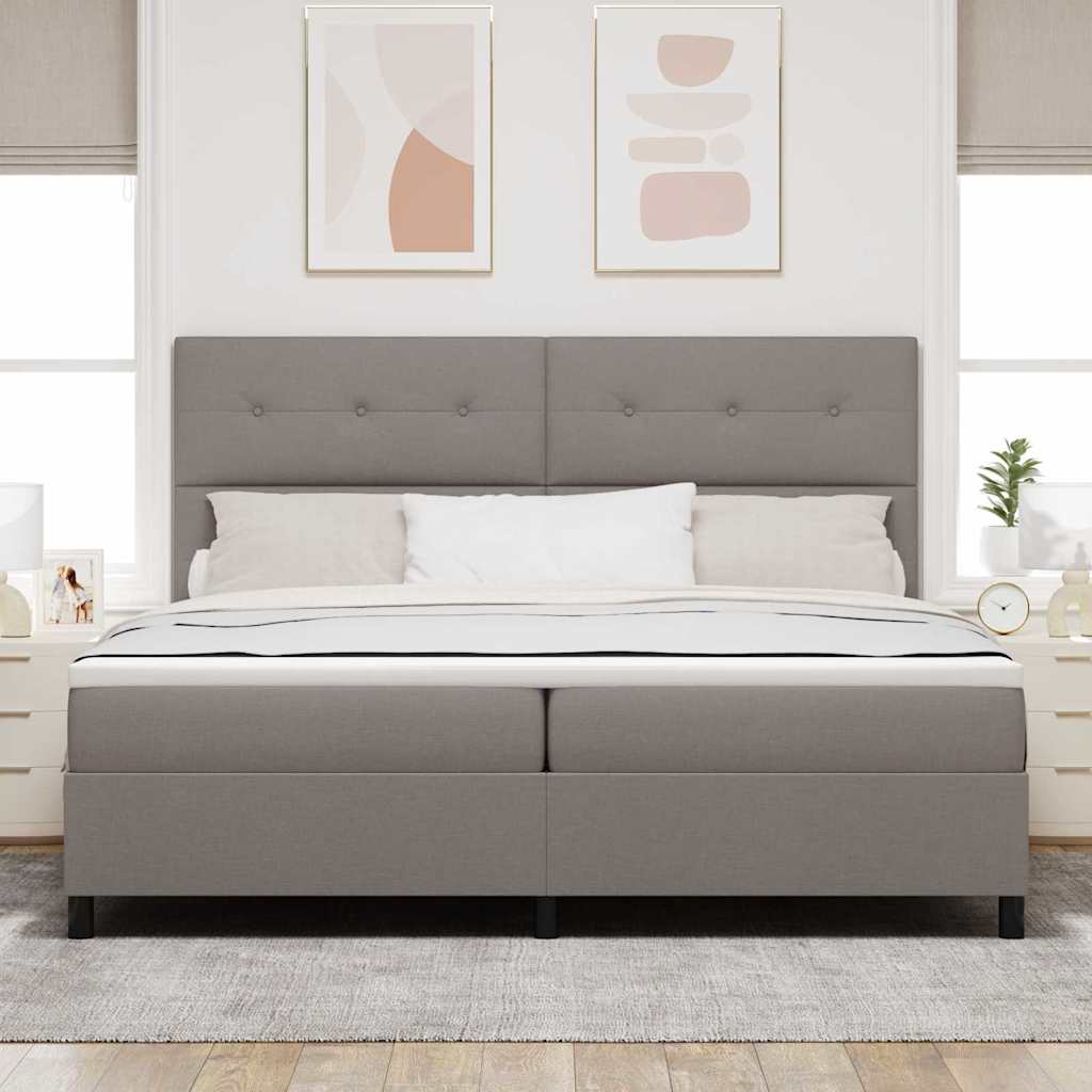 Box spring seng med hovedgærde Gråbrun 200 x 200 cm Stof