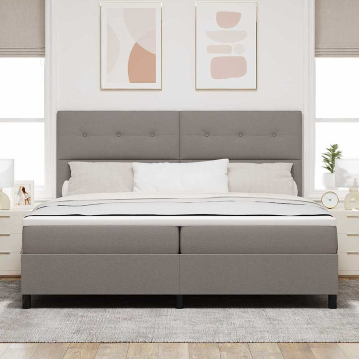 Box spring seng med hovedgærde Gråbrun 200 x 200 cm Stof