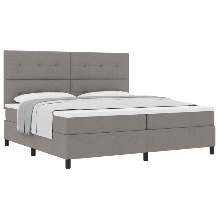 Box spring seng med hovedgærde Gråbrun 200 x 200 cm Stof