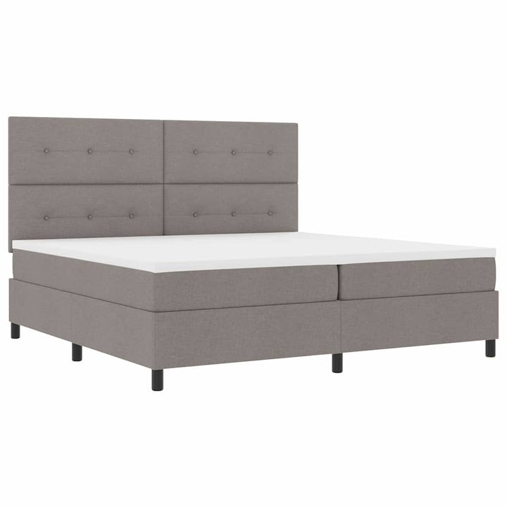 Box spring seng med hovedgærde Gråbrun 200 x 200 cm Stof