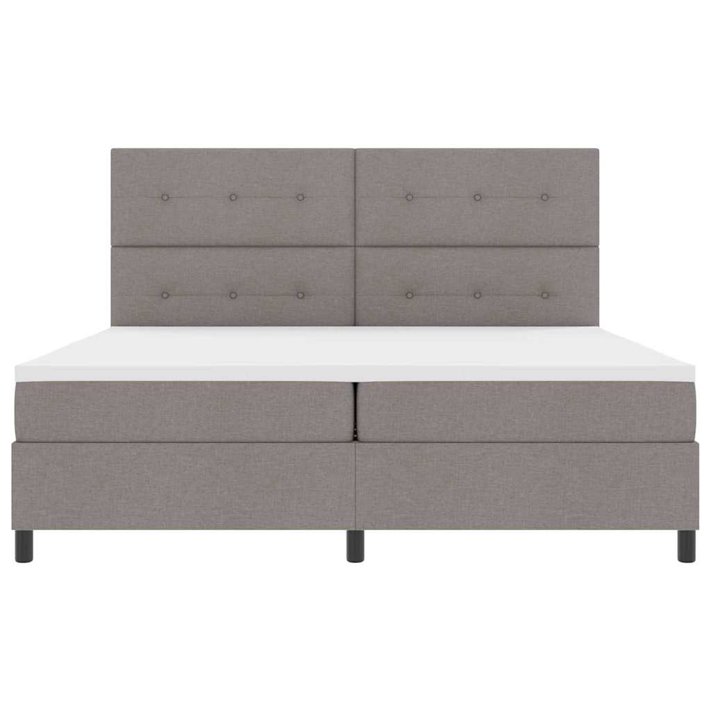 Box spring seng med hovedgærde Gråbrun 200 x 200 cm Stof