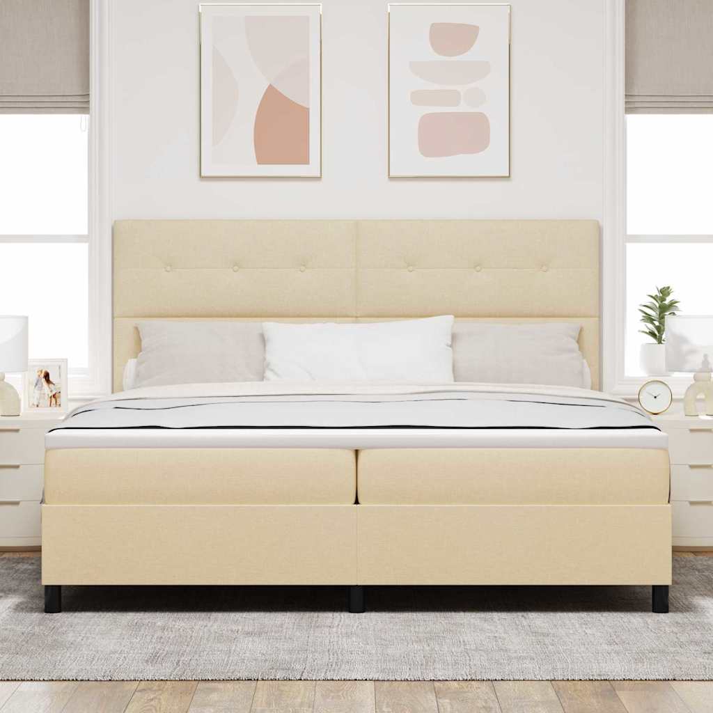 Box spring seng med madras Creme 200 x 200 cm Stof