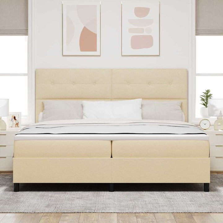Box spring seng med madras Creme 200 x 200 cm Stof