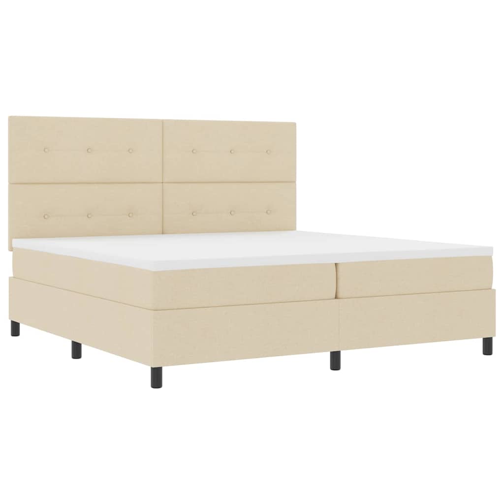 Box spring seng med madras Creme 200 x 200 cm Stof