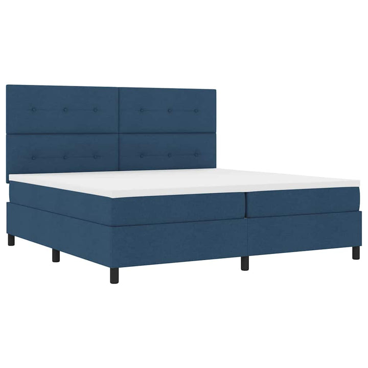 Box spring seng med madras med hovedgærde Blå 200 x 200 cm Stof