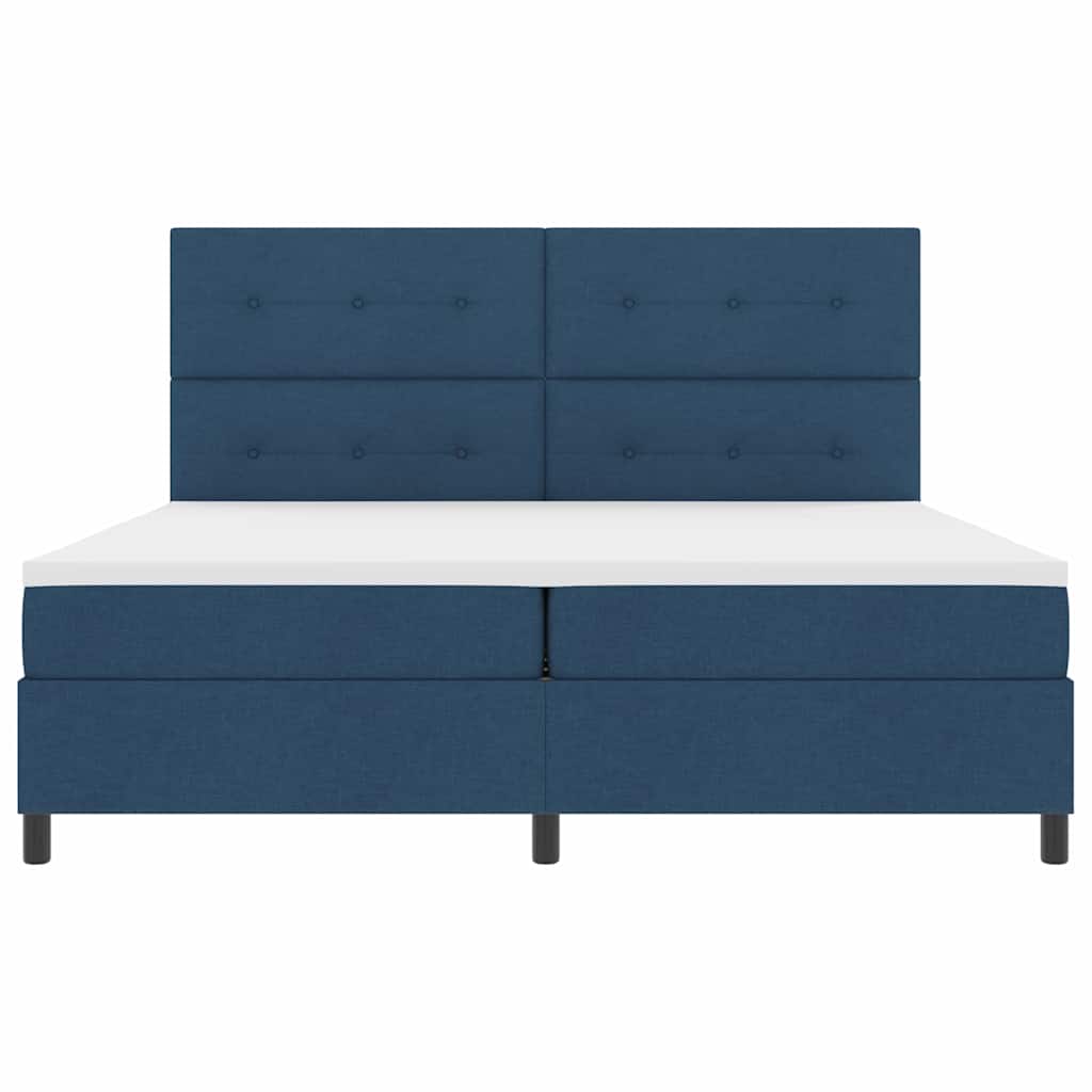 Box spring seng med madras med hovedgærde Blå 200 x 200 cm Stof