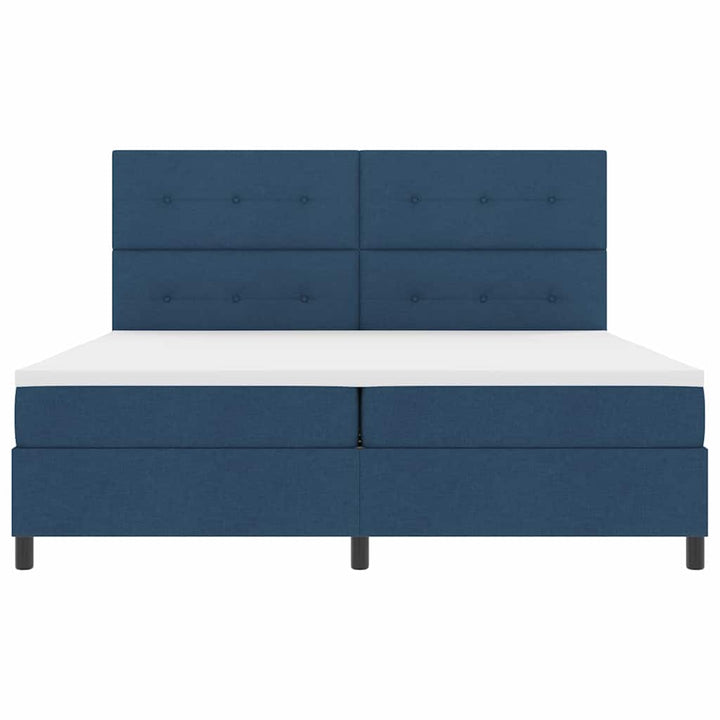 Box spring seng med madras med hovedgærde Blå 200 x 200 cm Stof