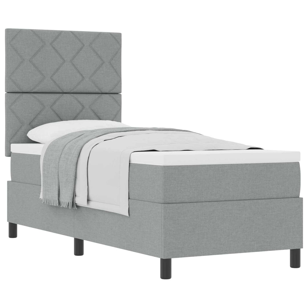 Box spring seng med madras Lysegrå 80 x 200 cm Stof