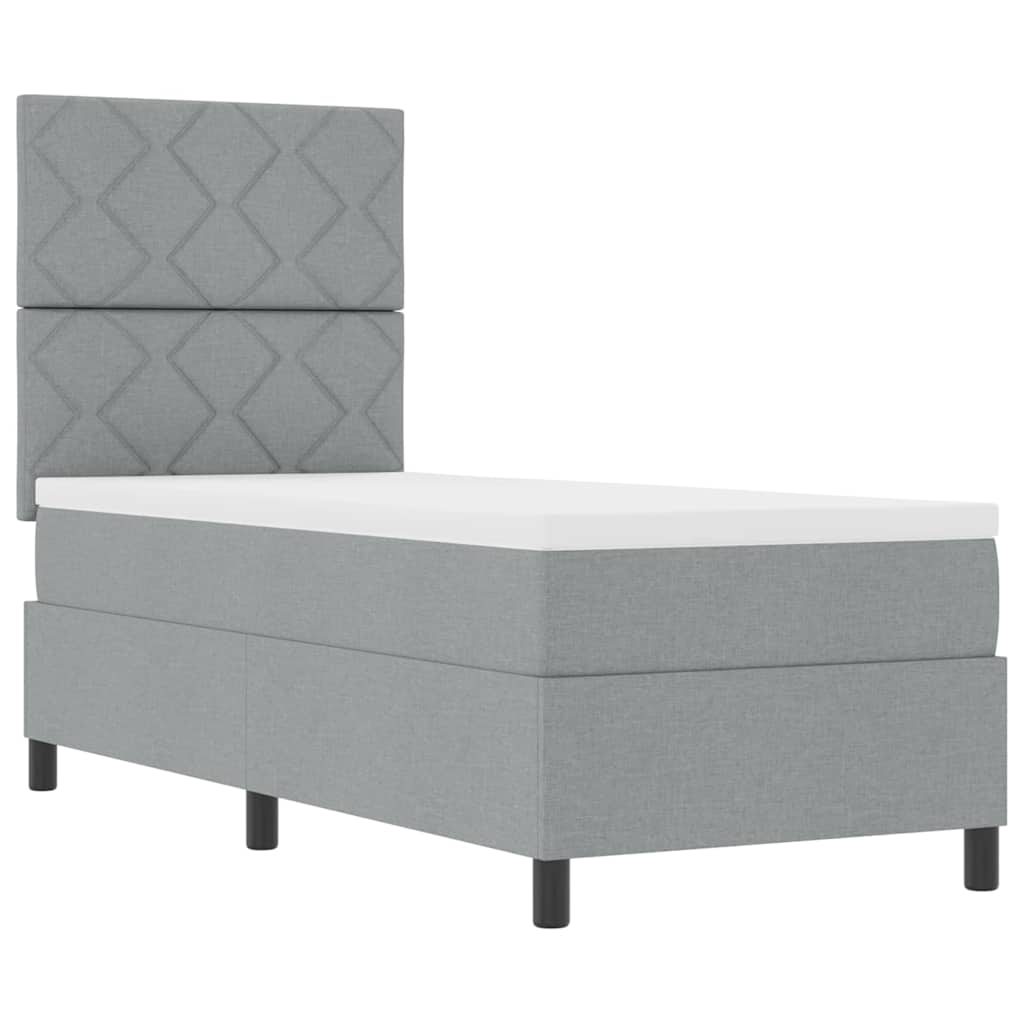 Box spring seng med madras Lysegrå 80 x 200 cm Stof