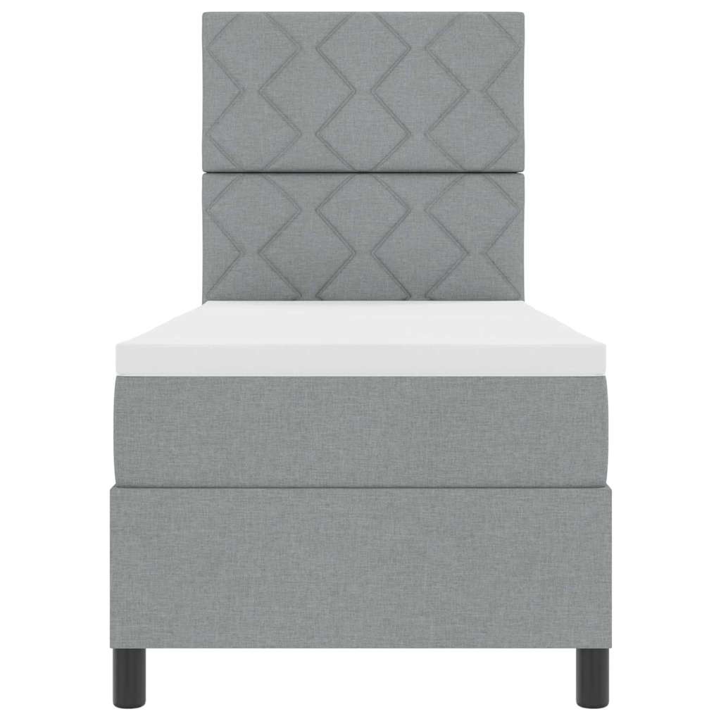 Box spring seng med madras Lysegrå 80 x 200 cm Stof