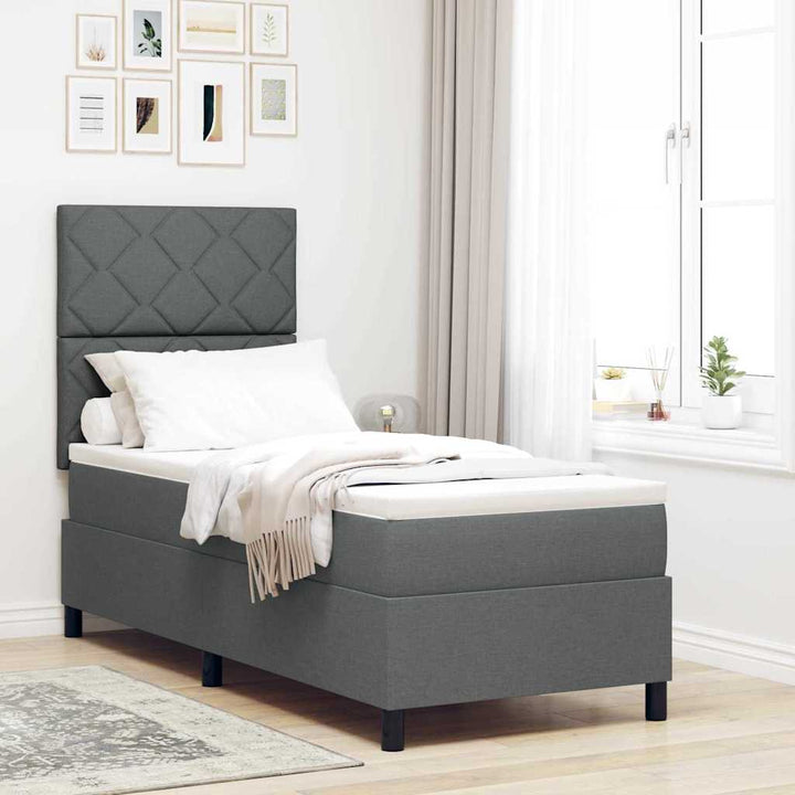 Box spring seng med hovedgærde Mørkegrå 80 x 200 cm Stof