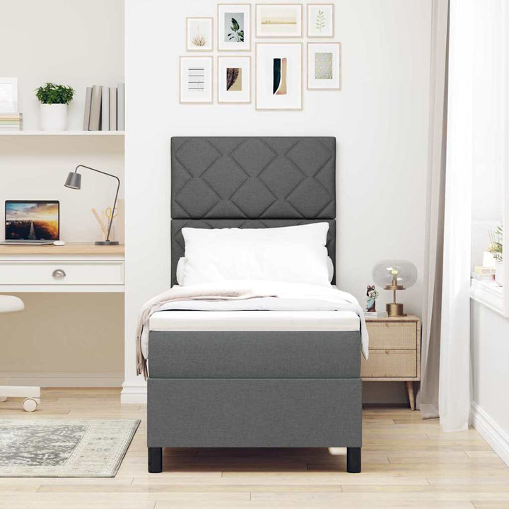 Box spring seng med hovedgærde Mørkegrå 80 x 200 cm Stof
