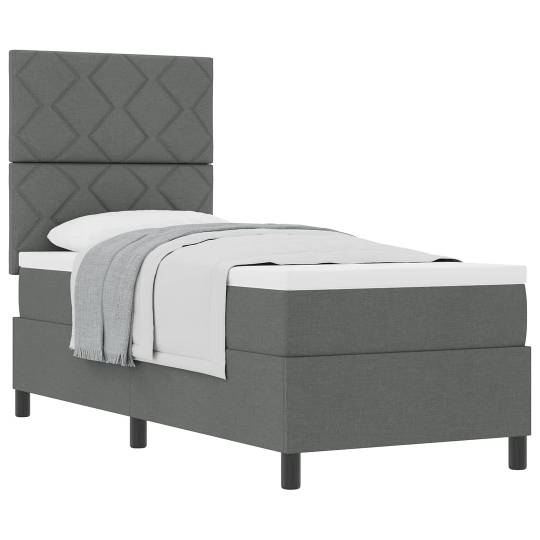 Box spring seng med hovedgærde Mørkegrå 80 x 200 cm Stof