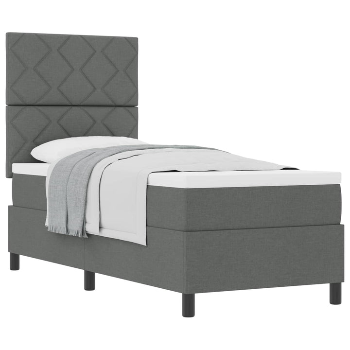 Box spring seng med hovedgærde Mørkegrå 80 x 200 cm Stof