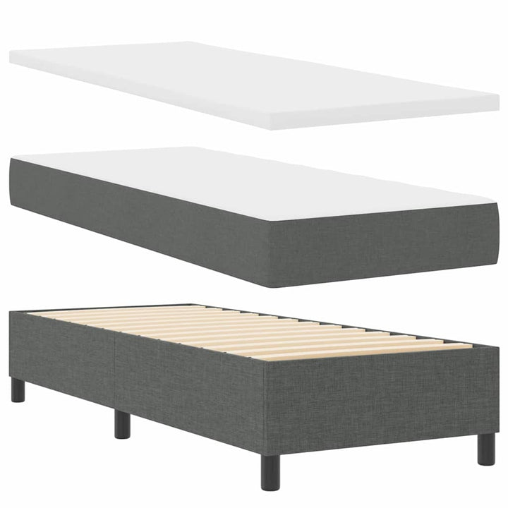 Box spring seng med hovedgærde Mørkegrå 80 x 200 cm Stof