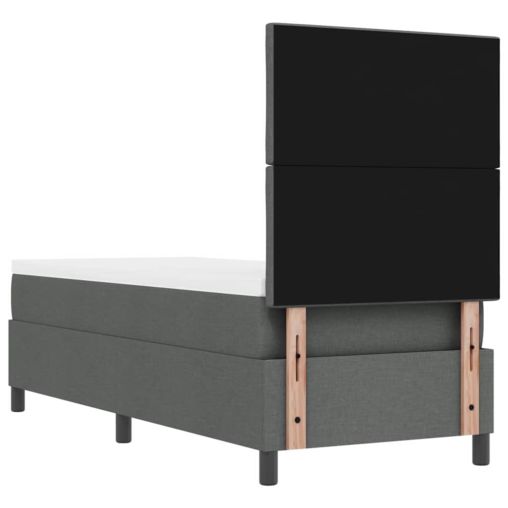 Box spring seng med hovedgærde Mørkegrå 80 x 200 cm Stof