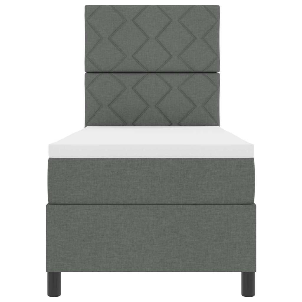 Box spring seng med hovedgærde Mørkegrå 80 x 200 cm Stof