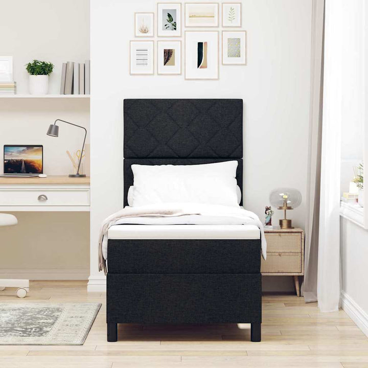 Box spring seng med hovedgærde Sort 80 x 200 cm Stof