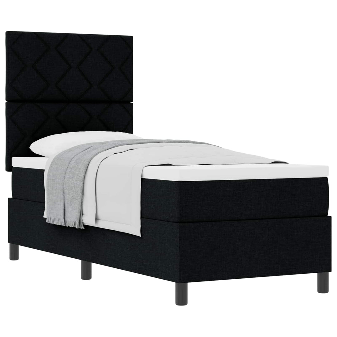 Box spring seng med hovedgærde Sort 80 x 200 cm Stof
