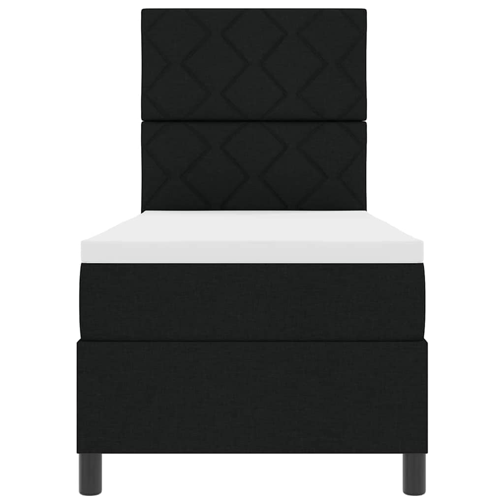 Box spring seng med hovedgærde Sort 80 x 200 cm Stof