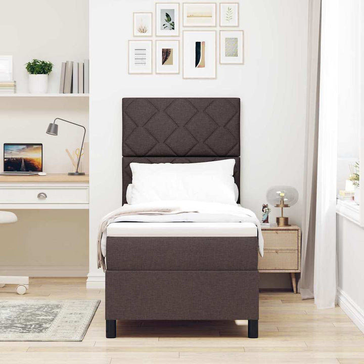 Box spring seng med hovedgærde Mørk Brun 80 x 200 cm Stof