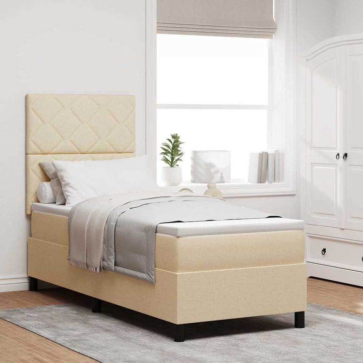 Box spring seng med hovedgærde Creme 80 x 200 cm Stof