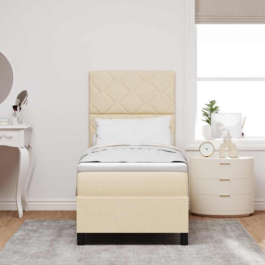 Box spring seng med hovedgærde Creme 80 x 200 cm Stof