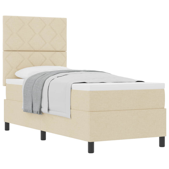Box spring seng med hovedgærde Creme 80 x 200 cm Stof