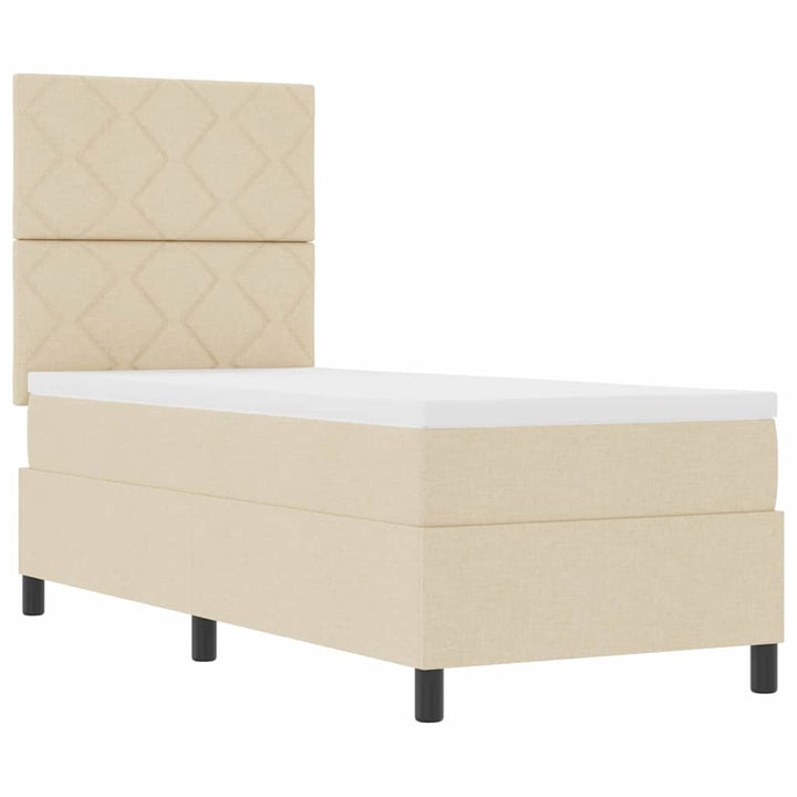 Box spring seng med hovedgærde Creme 80 x 200 cm Stof