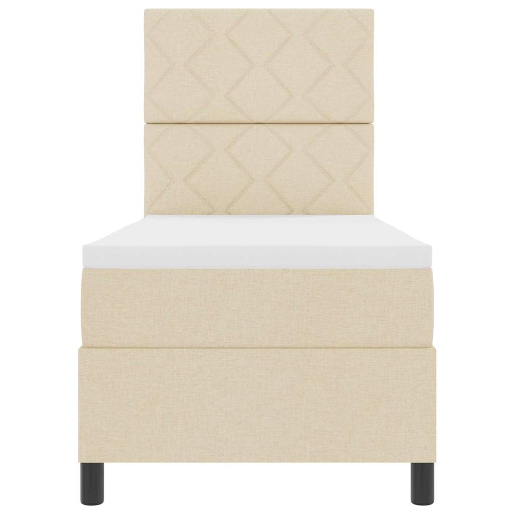 Box spring seng med hovedgærde Creme 80 x 200 cm Stof