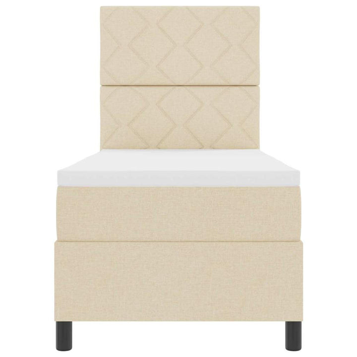 Box spring seng med hovedgærde Creme 80 x 200 cm Stof