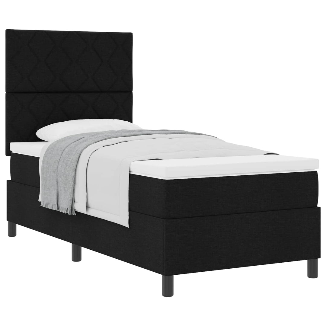 Box spring seng med hovedgærde Sort 90 x 190 cm Stof