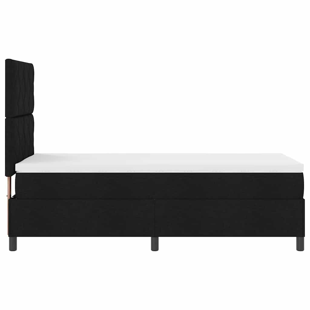 Box spring seng med hovedgærde Sort 90 x 190 cm Stof