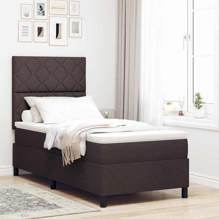 Box spring seng med hovedgærde Mørk Brun 90 x 190 cm Stof