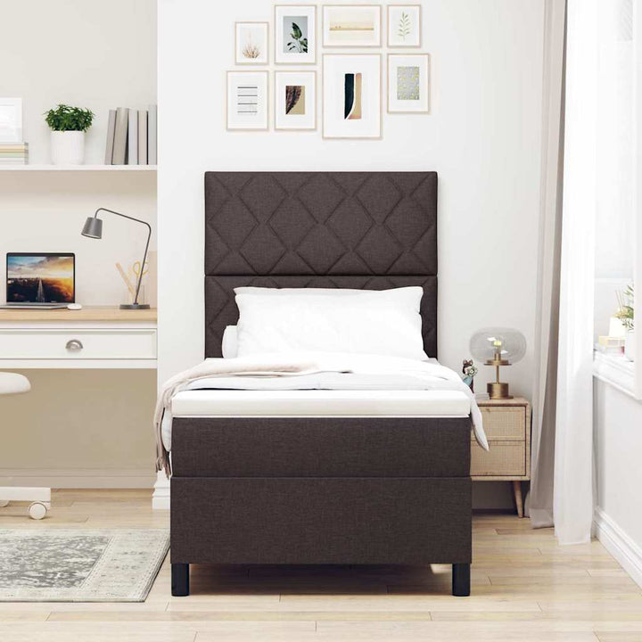Box spring seng med hovedgærde Mørk Brun 90 x 190 cm Stof