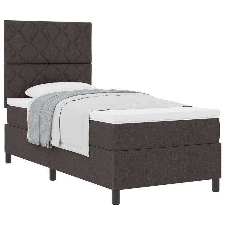 Box spring seng med hovedgærde Mørk Brun 90 x 190 cm Stof