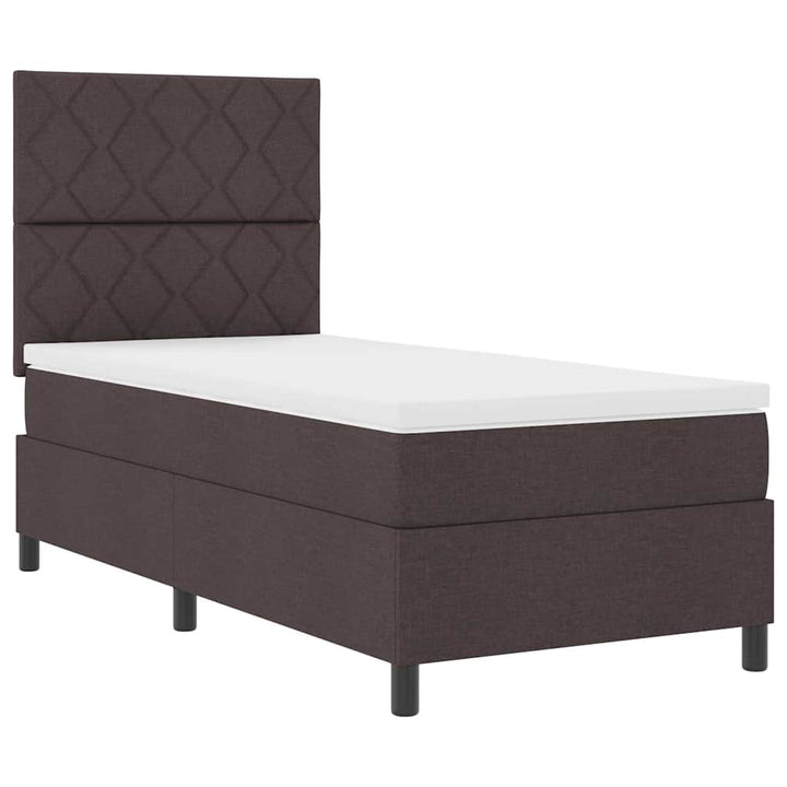 Box spring seng med hovedgærde Mørk Brun 90 x 190 cm Stof