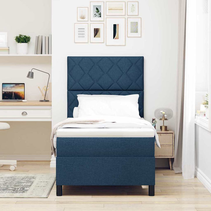 Box spring seng med hovedgærde Blå 90 x 190 cm Stof